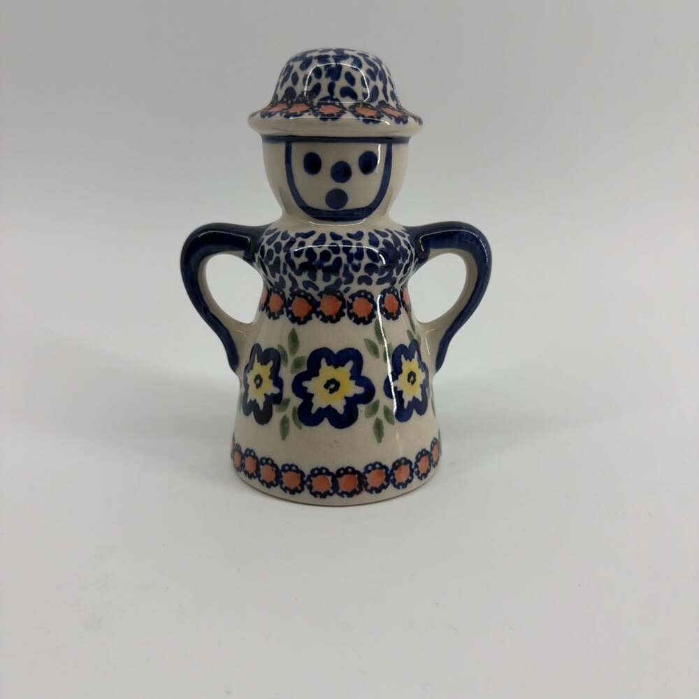 Manufaktura Poland Polish Pottery Salt Shaker, 5 1/3" Tall X 3.5”Widest Handmade